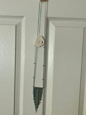 Boho-style beaded fringe Ladies' necklace in blue/white/gold tones handmade